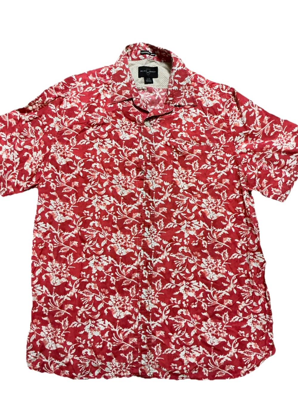 Black Brown 1826 Men’s XL Red Floral Hawaiian Camp Shirt 100% Cotton Button Up